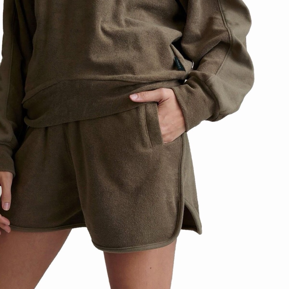 Varley Women's Size Small Marwood Shorts Pull-On Drawstring Terry Cotton Brown